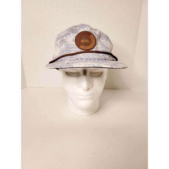 Quiksilver Hat Cap Blue White Wave Pattern Rope Detail Snapback OSFM Surf Skate - Picture 1 of 7